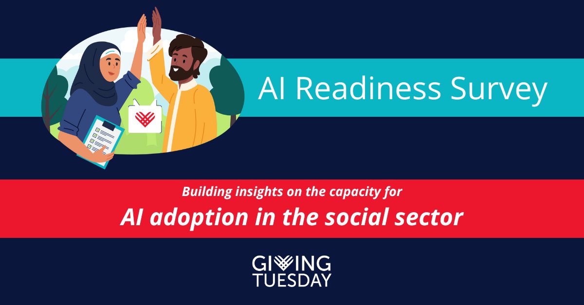 The AI Readiness Survey by the #GivingTuesday Data Commons invites insights on the social sector’s adoption & capacity to utilise artificial intelligence in their work. Submit your responses by April 16: ow.ly/7VQz50R42Lv @GivingTueAfrica @GivingTuesday