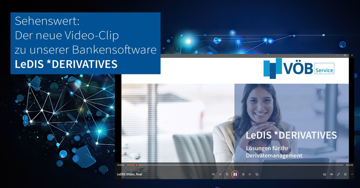 Das Wichtigste zu LeDIS in 2 Minuten erklärt: Die regulatorischen Anforderungen im Derivatgeschäft sind streng und der Arbeitsaufwand in den Kreditinstituten ist hoch. LeDIS (voeb-service.de/bankensoftware…) unterstützt Sie bei Ihrem Derivatemanagement – wie, das erfahren Sie hier in