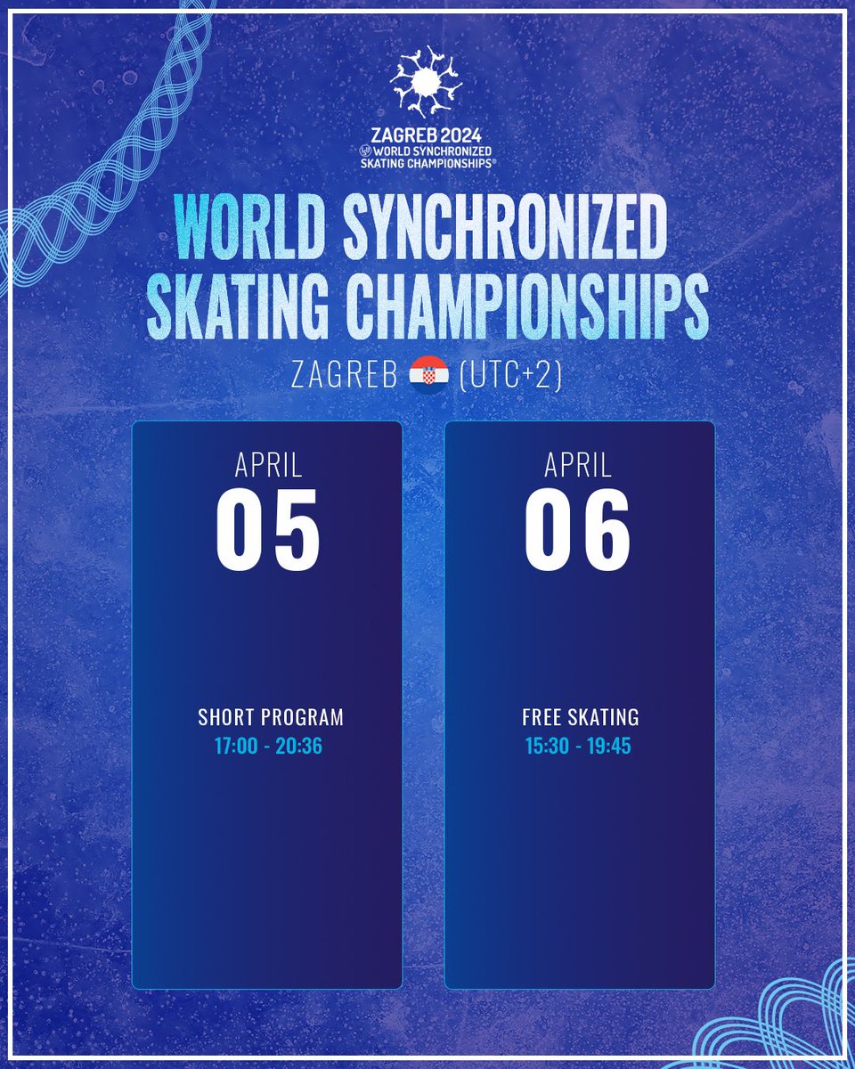 🗓 Don't forget to mark your calendars and join us for the thrilling action at #WorldSynchro in Zagreb, 🇭🇷. Which team will you be rooting for?👇 #SynchroSkating