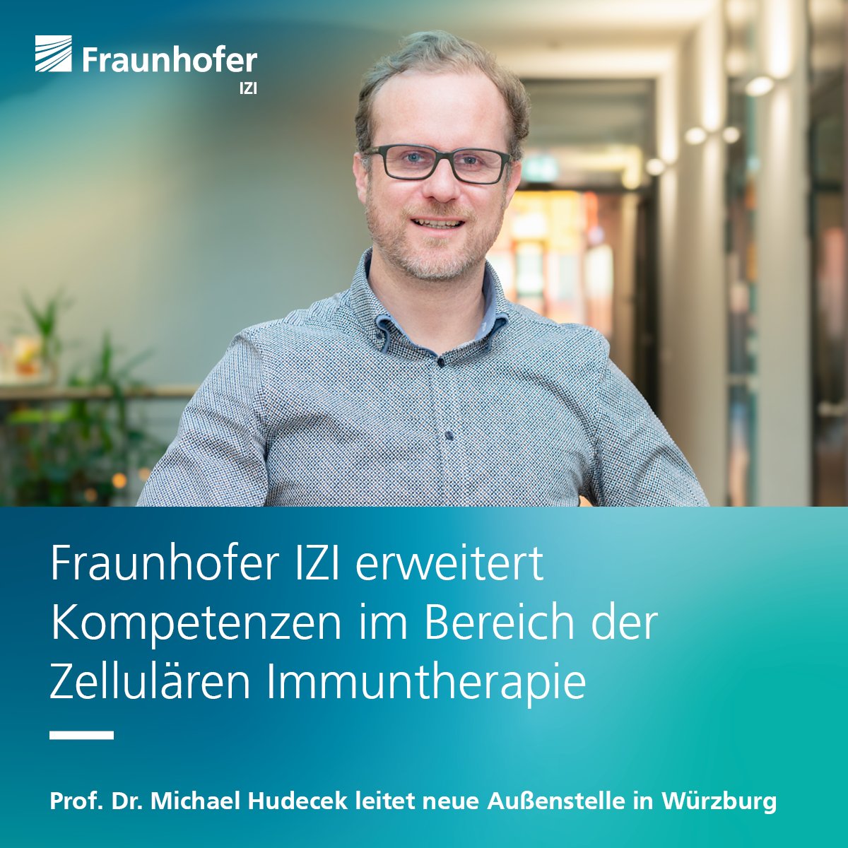 Prof. Dr. Michael Hudecek leitet neue #FraunhoferIZI-Außenstelle in Würzburg. Hier werden neue Technologien für zelluläre Immuntherapien zur Krebsbehandlung entwickelt u. klinisch geprüft. izi.fraunhofer.de/de/presse/pres… #Immuntherapie #CART #CARNK #Technologie #Onkologie #WeFightCancer