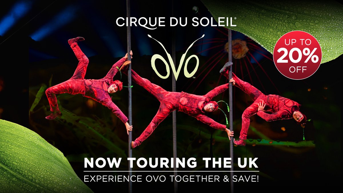 🐞 Save 20% when you experience @Cirque du Soleil OVO together, with our Friends & Family Saver! Get ready to be amazed as this spectacular show returns to Birmingham this month! 📅 25 – 28 April 2024 🎫 Applies to £C, £D & £E tickets only > bit.ly/4cIDo0v