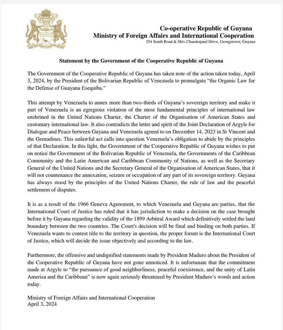 Statement by the Government of #Guyana