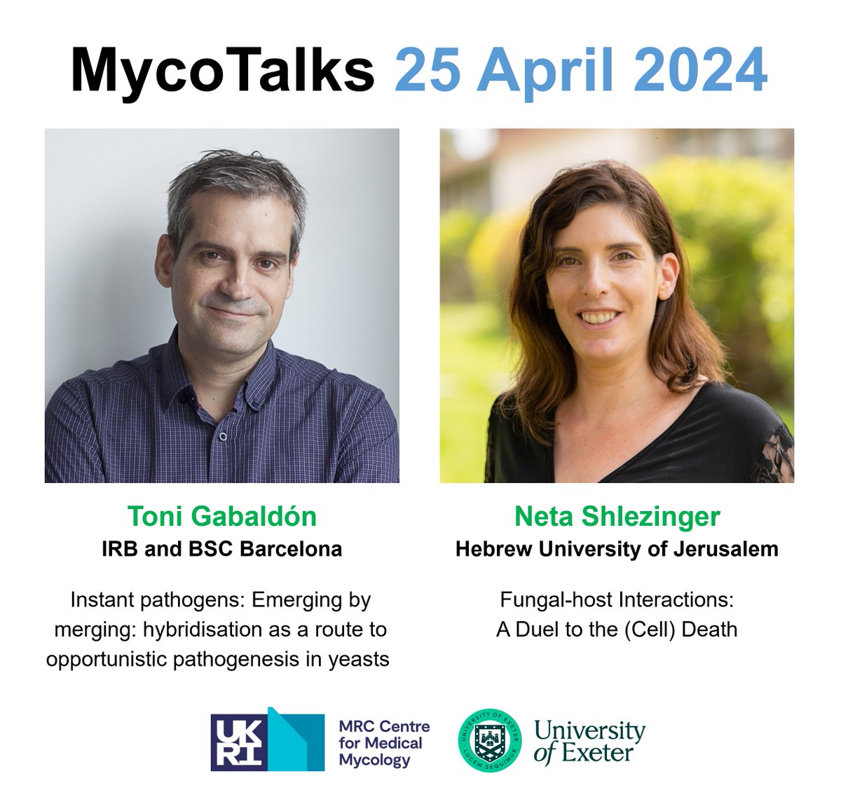 Registration is now open for our next #MycoTalks with Toni Gabaldón @toni_gabaldon and Neta Shlezinger @ShlezingerLab Register here: us02web.zoom.us/webinar/regist…