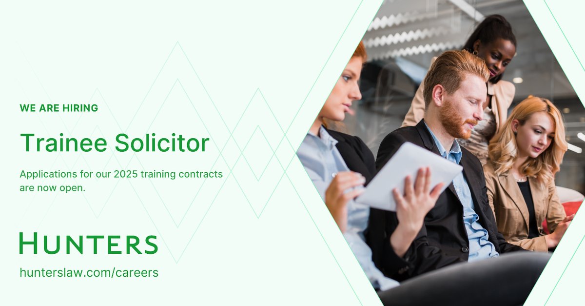 Start your career in the heart of legal London: applications for our training contracts, starting in autumn 2025, are now open.  Find out more and apply via our website: hunterslaw.com/careers/traini… #TraineeSolicitor #TrainingContract #LawCareers