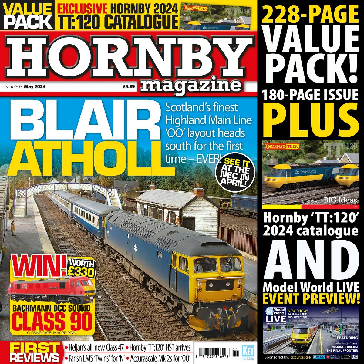 NEW ISSUE OUT NOW! The May 2024 issue of Hornby Magazine is on sale now and its a bumper 228-page pack! Each copy comes with a 40-page Hornby TT:120 2024 catalogue AND an eight-page preview to Model World LIVE on April 27/28: hubs.ly/Q02rFZgT0 #hornbymagazine #keymodelworld