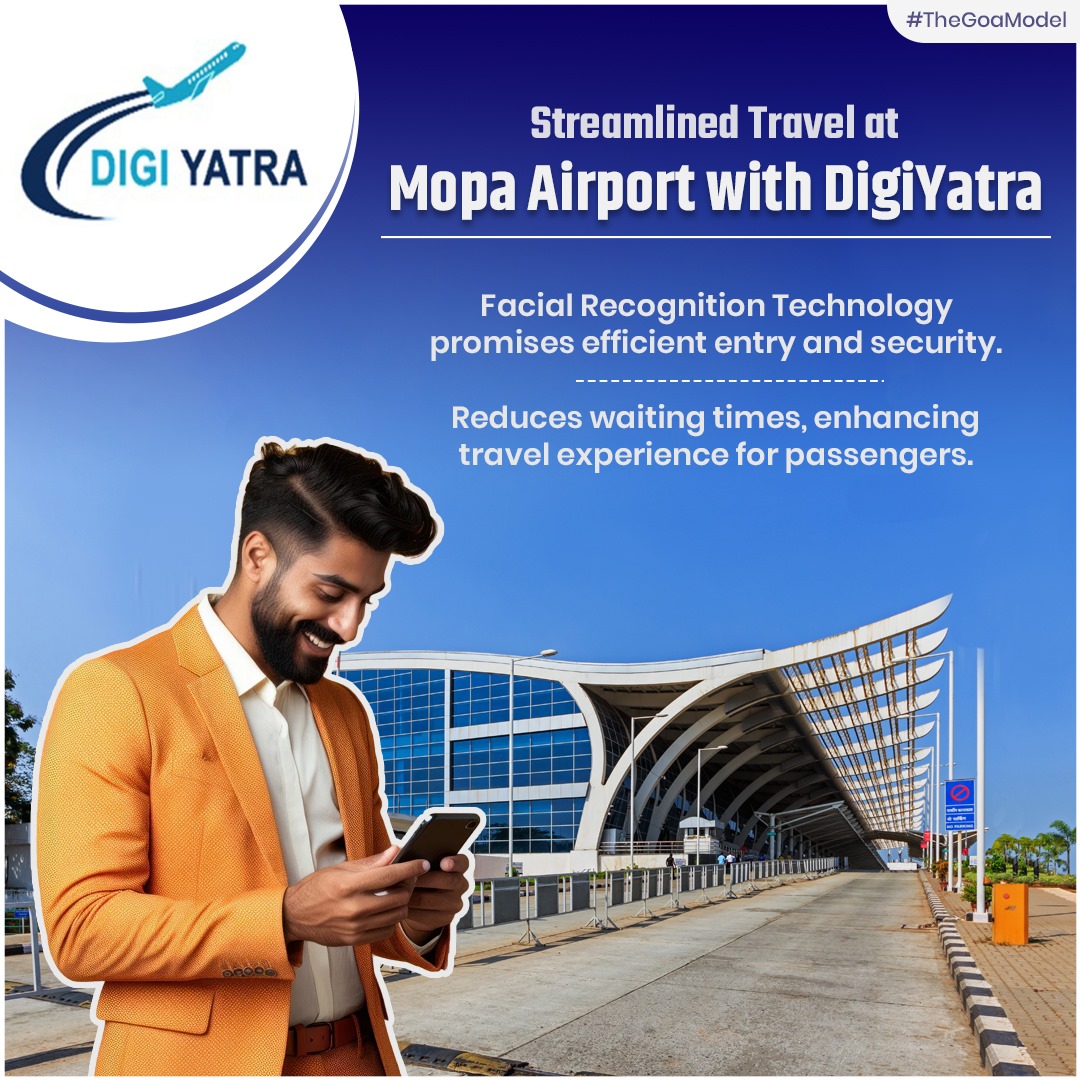 Smooth travel ahead at Manohar Int'l Airport, Mopa! 
DigiYatra system, powered by Facial Recognition Technology, revolutionizes entry & security, slashing waiting times for travelers. #DigiYatra #TheGoaModel #EfficientTravel
#ManoharInternationalAirport #MopaAirport