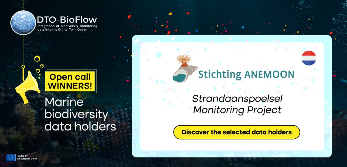 🚣‍♂️Stichting @_ANEMOON 's 'Strandaanspoelsel Monitoring Project' triumphs in our open call!
💡Since '97, they've championed citizen science tracking marine life along the Dutch shores providing crucial data for conservation. Welcome on board!
🌊Learn more:  tinyurl.com/yf843bt7