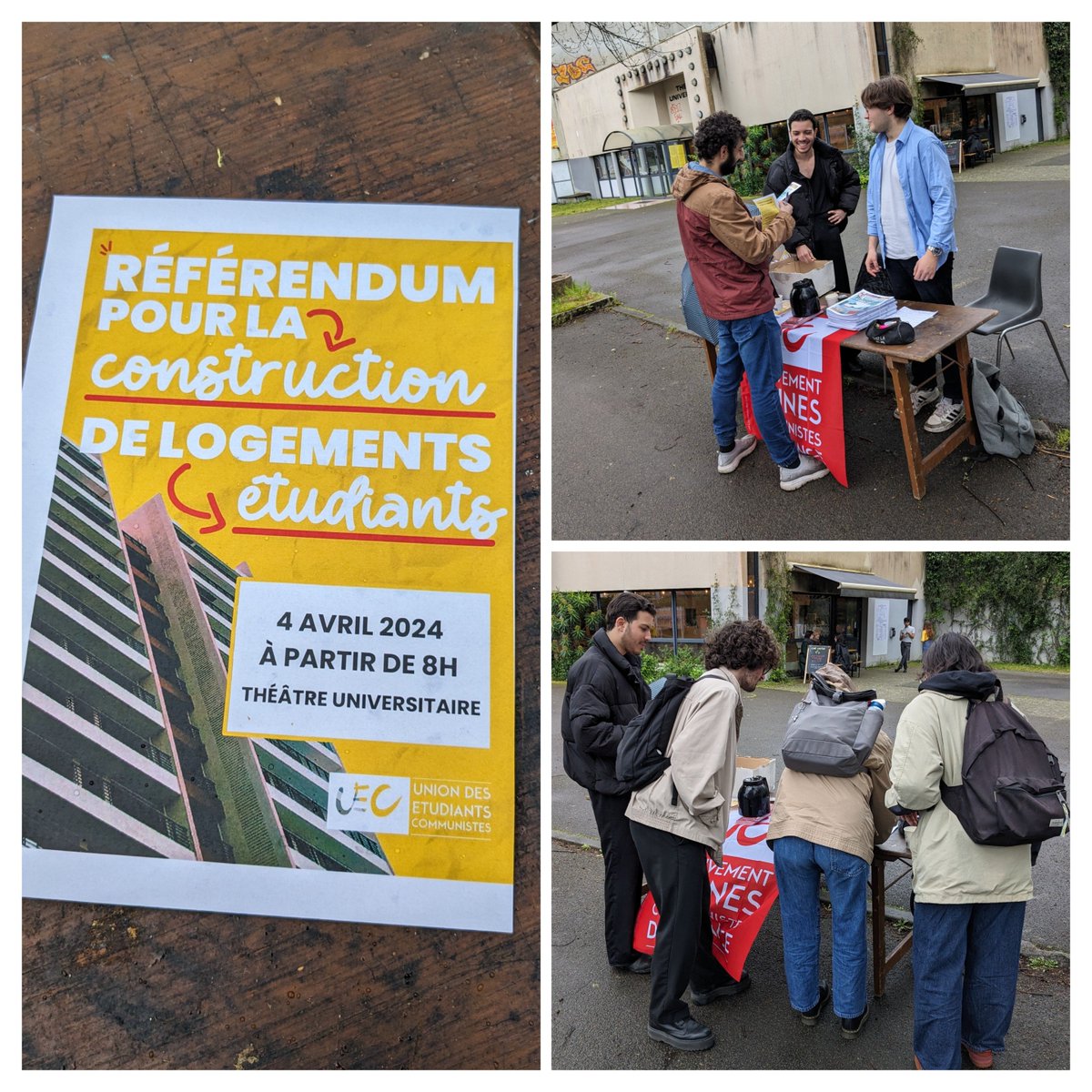OrvaultPcf's tweet photo. 📢 Étudiantes, étudiants, vous avez jusqu'à 18h30 pour vous exprimer sur la construction de #logements étudiants!✊
🗳️ Retrouvez les Camarades de l'#UEC44 & de la #MJCF44 sur le Campus du Tertre (Théâtre Univ.) pour ce #référendum
#Nantes #Univerité #Crous #RevenuEtudiant https://t.co/Z89DQhp3Ar