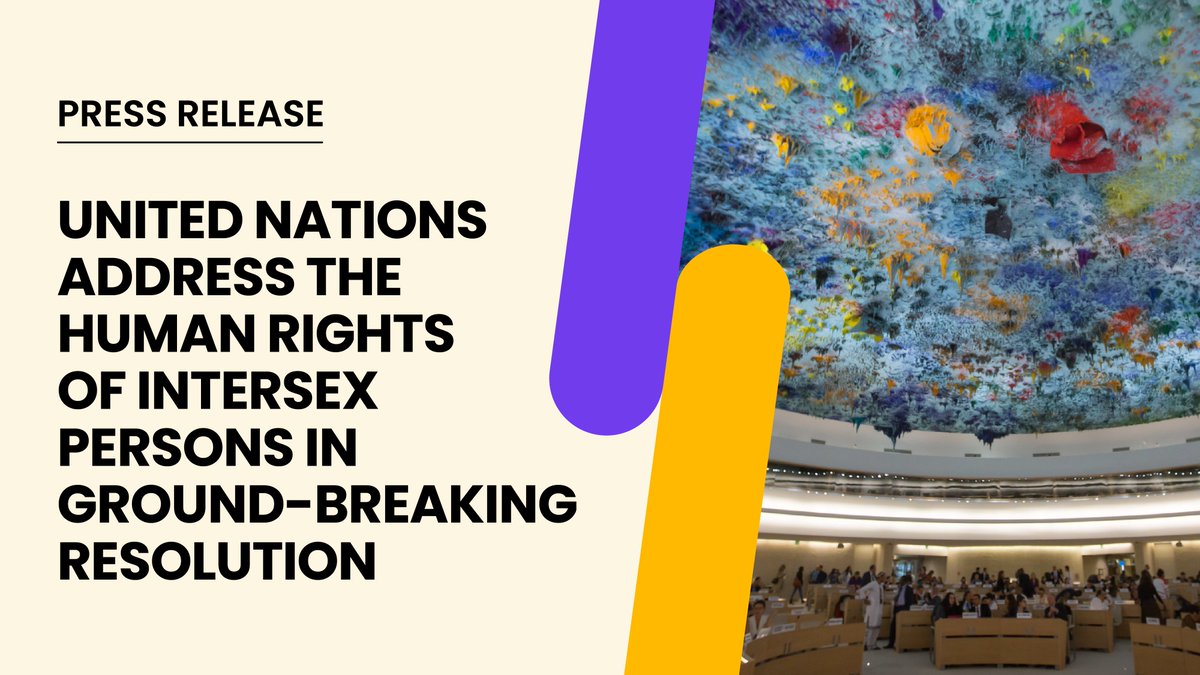 Historic News! The UN adopts its 1st resolution specifically addressing discrimination, violence, & harmful practices against persons with innate variations in sex characteristics. Joint press release: bit.ly/UNRsl040424 #intersex #UNHRC #HumanRights #StopIGM