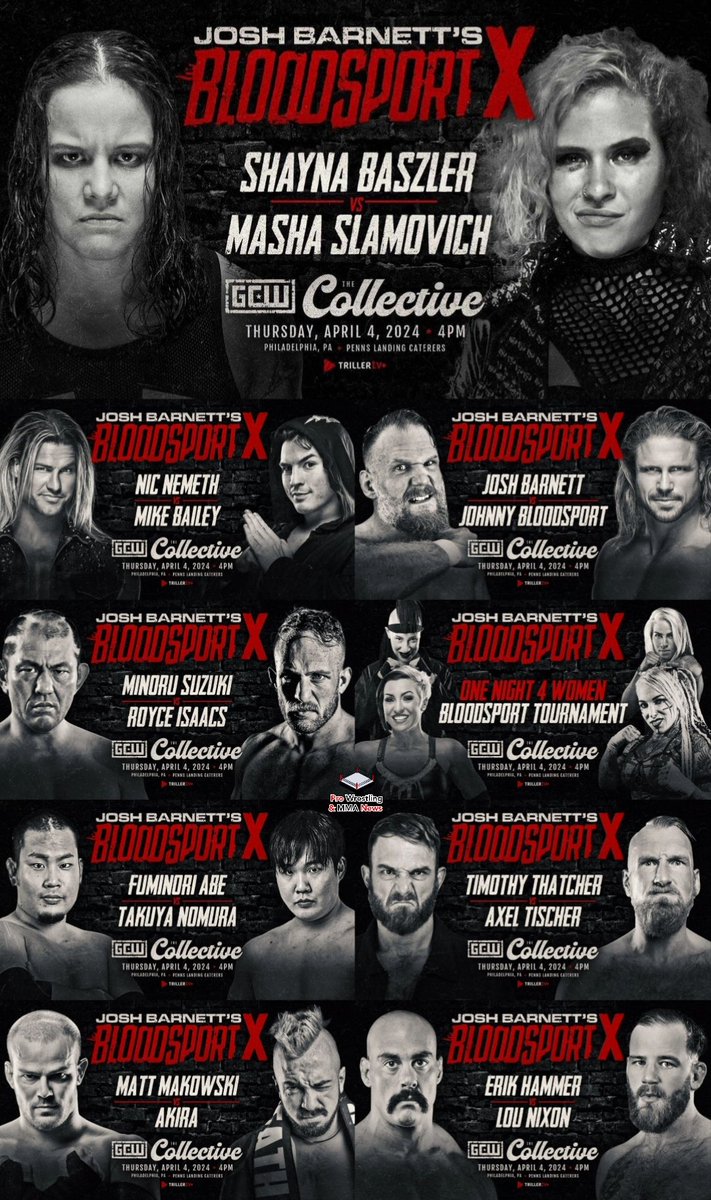 Full card for today's GCW Josh Barnett's #BloodSportX #JBBSX