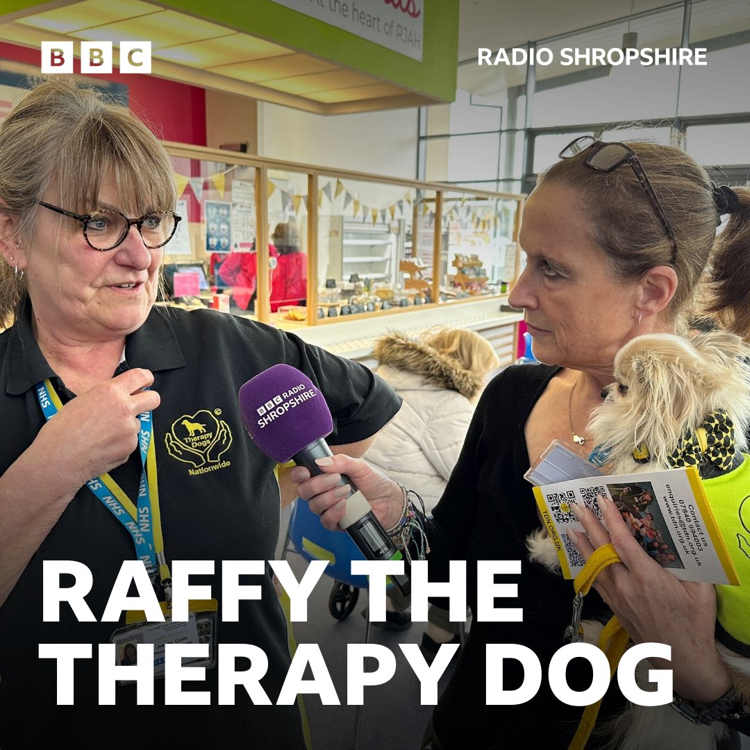 Today @ClareAshford is LIVE from @RJAH_NHS and has just met Raffy. 🐶 He and his friends often visit the hospital to brighten patients' days. 🔊 Clare's live until 2pm and wants to hear all about your experience of treatment at the hospital. 🗣👉bbc.in/3PQ9Fci