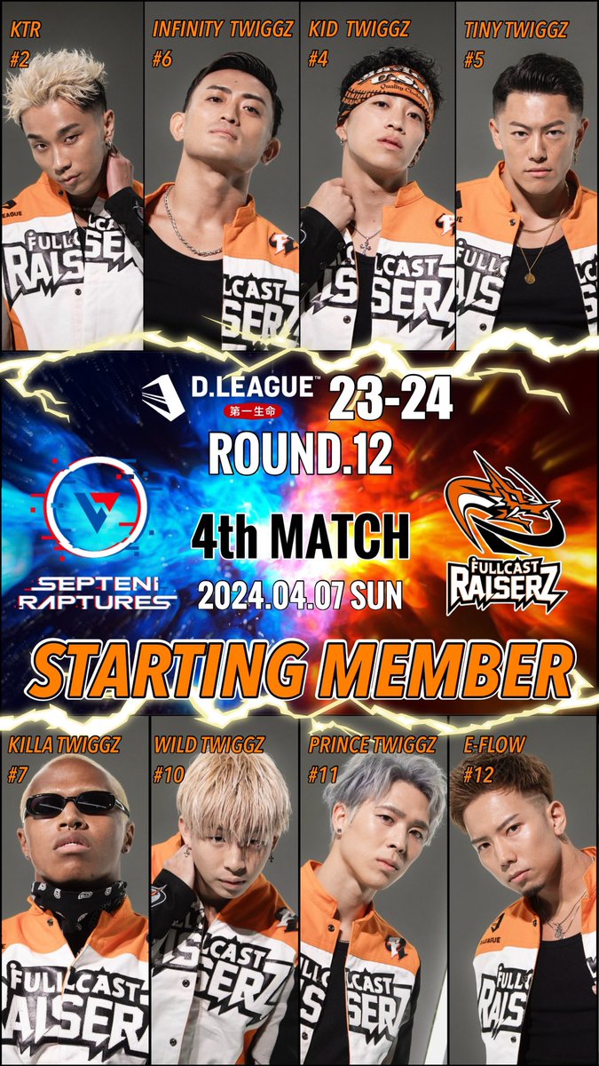 STARTING MEMBER】 D.LEAGUE 23-24 SEASON ROUND.12🔥4th MATCH vs