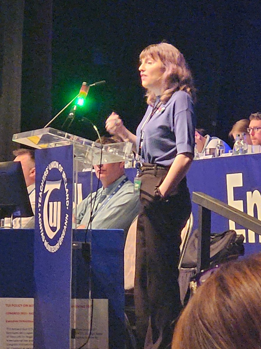 TUIunion's tweet photo. Joe  Brennan, Co Kerry and  Caitríona Ní Chaitháin of Limerick City spoke  passionately on the implementation of the long overdue National Action  Plan Against Racism. Schools need support for addressing racism in the  workplace. #TUI24 https://t.co/Krwlm84hDi