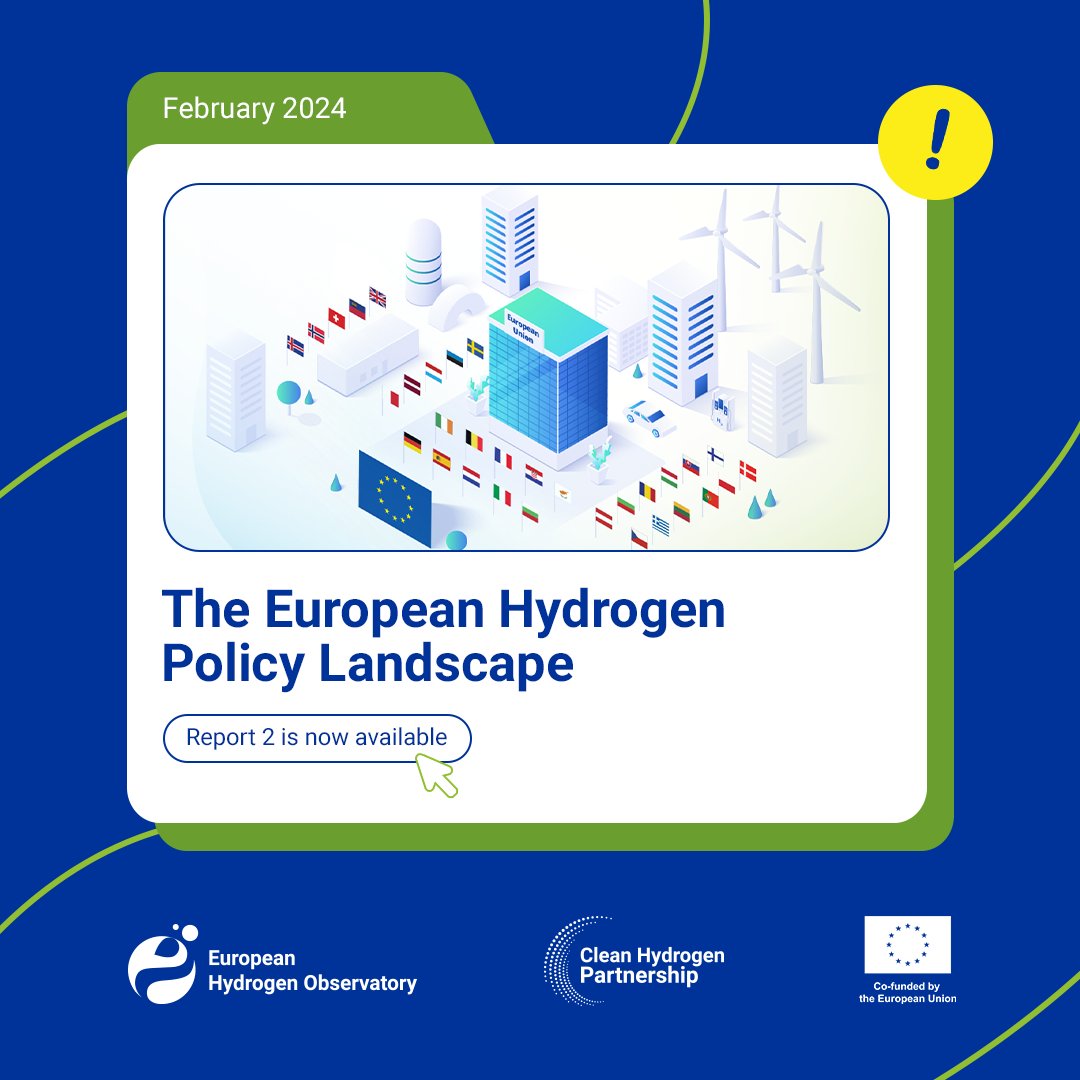 Just released. 🚀 “ The European Hydrogen Policy Landscape – report 2” is live! Dive into policies & standards insights, impacting the deployment of hydrogen technologies. ⚡️ Download here 👉 bit.ly/EHOreports #HydrogenObservatory #HydrogenEconomy #CleanHydrogen