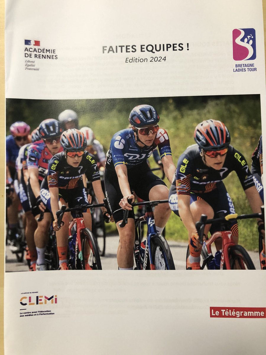 Clemi_rennes's tweet photo. Lancement de  #FaitesEquipes |
👉 un concours #Sport et #medias @Clemi_rennes
👉 2️⃣0️⃣0️⃣ élèves #reporters vont suivre le Tour @BretagneLadiesT

Présentation du circuit aux professeurs en formation @LeTelegramme  à Lorient
#JOParis2024 #Egalité  
Belle route à tous  🚴‍♂️🚴‍♀️ ! https://t.co/UpV9S52Fua