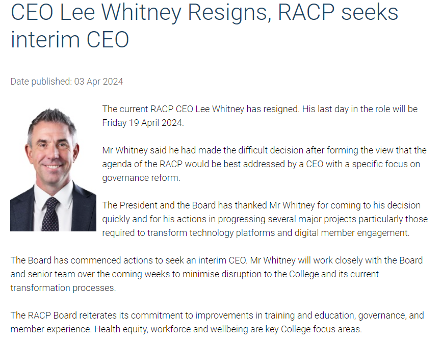 The CEO of the Royal Australasian College of Physicians resigned yesterday.

Why does that matter, you might ask?

Well, the woes of the RACP and those of the @RCPhysicians are analogous and have the same root cause.

There are some sharp lesson worth paying attention to. 🧵
1/