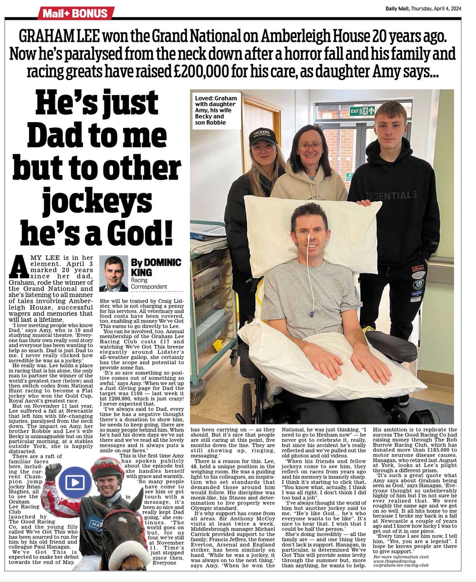 DKingTelegraph's tweet image. The Lee family have been through an unimaginable time following Graham’s life-changing fall on November 11 but the support that has come their way since has been an overwhelming.
Amy, his devoted daughter, spoke movingly at the launch of a new fund raising venture #wevegotthis