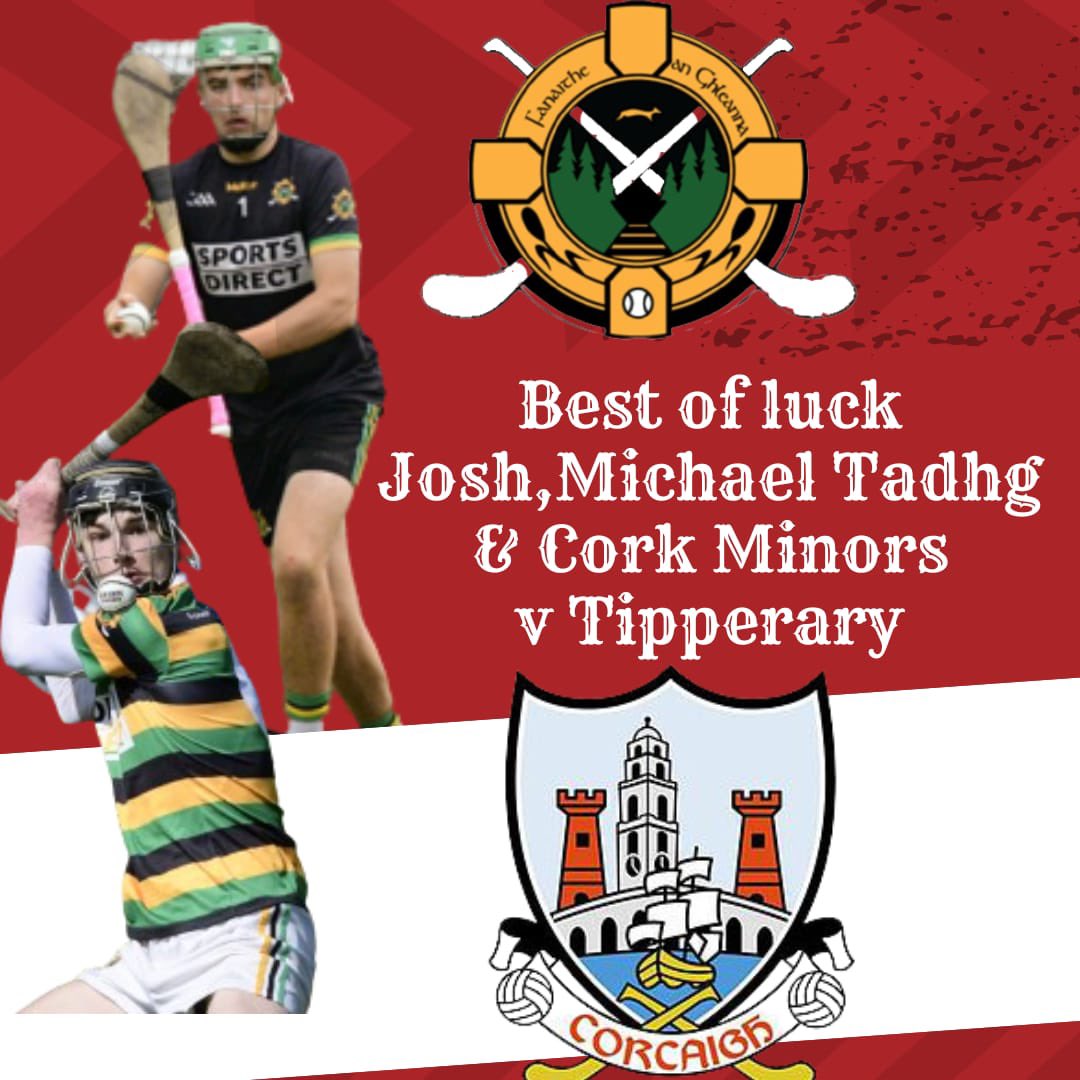 Best of luck to Josh and Michael Tadgh and the @OfficialCorkGAA Minor hurlers v @TipperaryGAA tonight from all @nicksgaa @NBSHIPPING