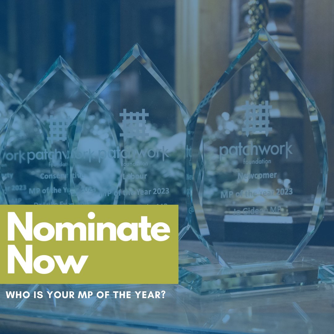 Nominations are open for our 2024 MP of the Year Awards! Do you know of an MP who has gone above and beyond for their communities? If so, let us know! Nominate now and tell who your #MPOTY is 🗳️ patchworkfoundation.org.uk/our-work/mp-of…