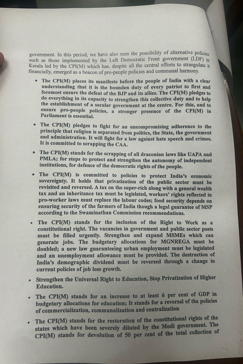 CPI(M) Manifesto is full of hypocrisy. Here are some - Party vows to separate religion from state but the Kerala govt controls the Devaswom Board and through it the Sabarimala Temple. - Party pledges to scrap UAPA but Kerala police has booked people under this law.