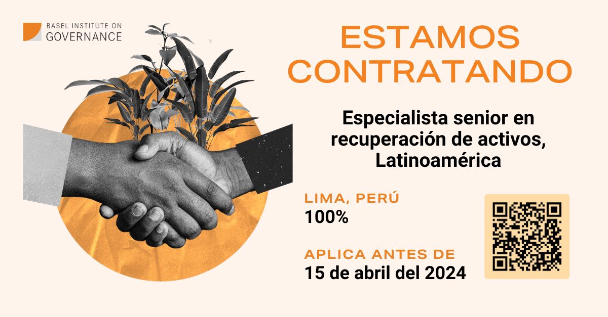 🇵🇪 Buscamos un Especialista Senior en recuperación de activos para Latinoamérica. El lugar de trabajo es Lima, Perú. We are looking for a Senior Specialist in Asset Recovery for Latin America, based in Lima, Perú. Más informácion ➡baselgovernance.org/about-us/work-…