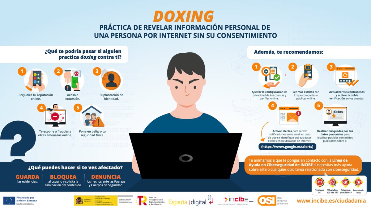 #Doxing, la práctica de revelar información personal de otra persona a través de internet sin su consentiemiento #Ciberseguridad @INCIBE