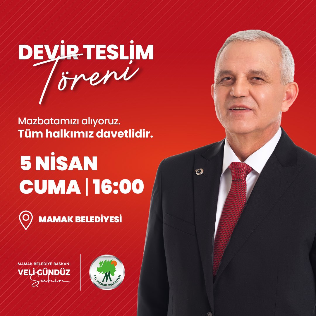 Mamaklı Hemşehrilerimin desteği ve güveniyle Mamak Belediyemizin Başkanı olarak mazbatamı almanın gururunu yaşıyorum. 5 Nisan Cuma 16:00'da Mamak Belediyesi önünde buluşuyoruz. <a href="/mansuryavas06/">Mansur Yavaş</a> Başkanımızın da katılımı ile gerçekleşecek devir teslim törenine tüm halkımız