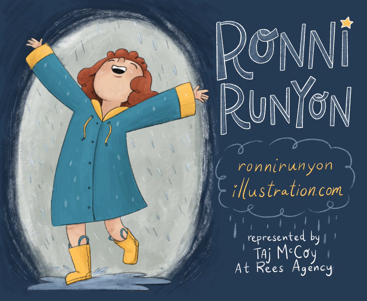 #Kidlitartpostcard April Showers☂️ I am available for picture books, middle grade projects, etc! Rep'd by @tajmccoywrites at Rees Agency 💕 ronnirunyonillustration.com