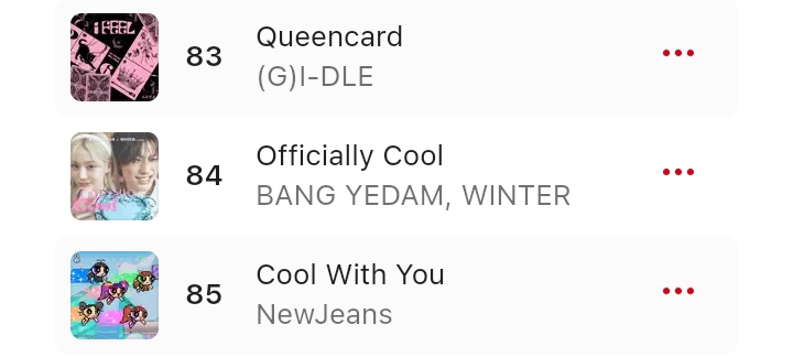 ae_inworld's tweet photo. Officially Cool by YEDAM &amp; #WINTER Debut at #84 On Top 100 Apple Music South Korea https://t.co/9ul8GH3Uuc