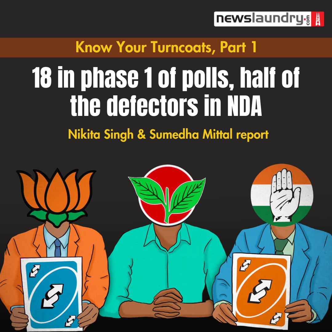 Hanuman Beniwal, RLP's candidate from Khinvsar constituency, known for tongue-in-cheek commentary, was suspended from the saffron party for accusing top leaders, including Vasundhra Raje and LK Advani, of corruption. @Nikitavs & @TweetSumedha report. newslaundry.com/2024/04/03/kno…