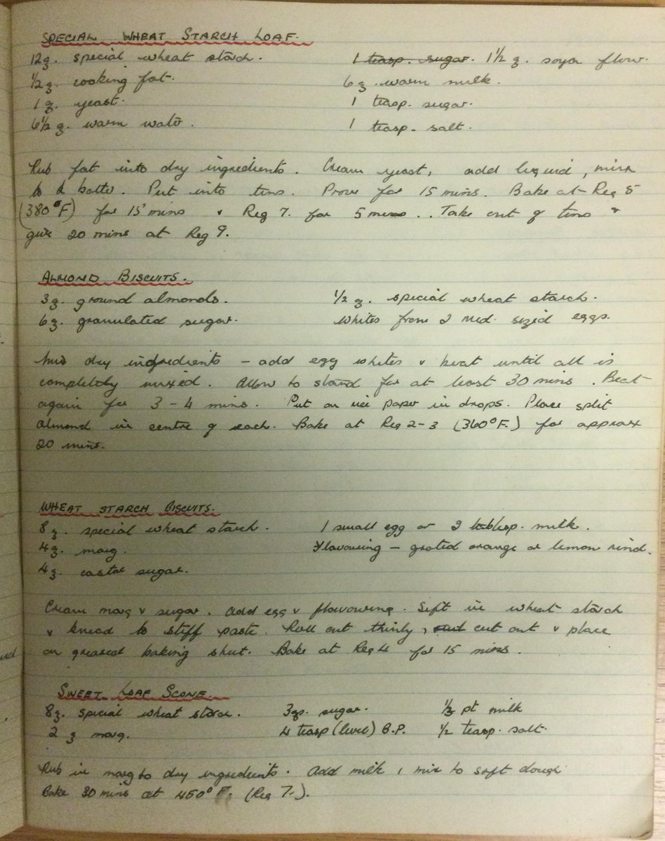 The first donation of this year featured items about patient diet, including a book of recipes owned by dietitian Mary Cooper. Many recipes are for gluten (or low gluten) diets – in wheat starch, gluten is removed to a trace level, hence its use here! #Archive30 #SomethingNew