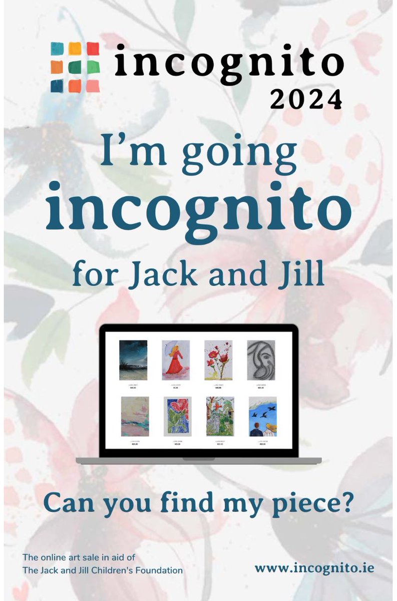 See if you can find something beautiful to buy and support a good cause… incognito.ie @JackandJillCF #art #painting #artforacause #watercolour #pastels