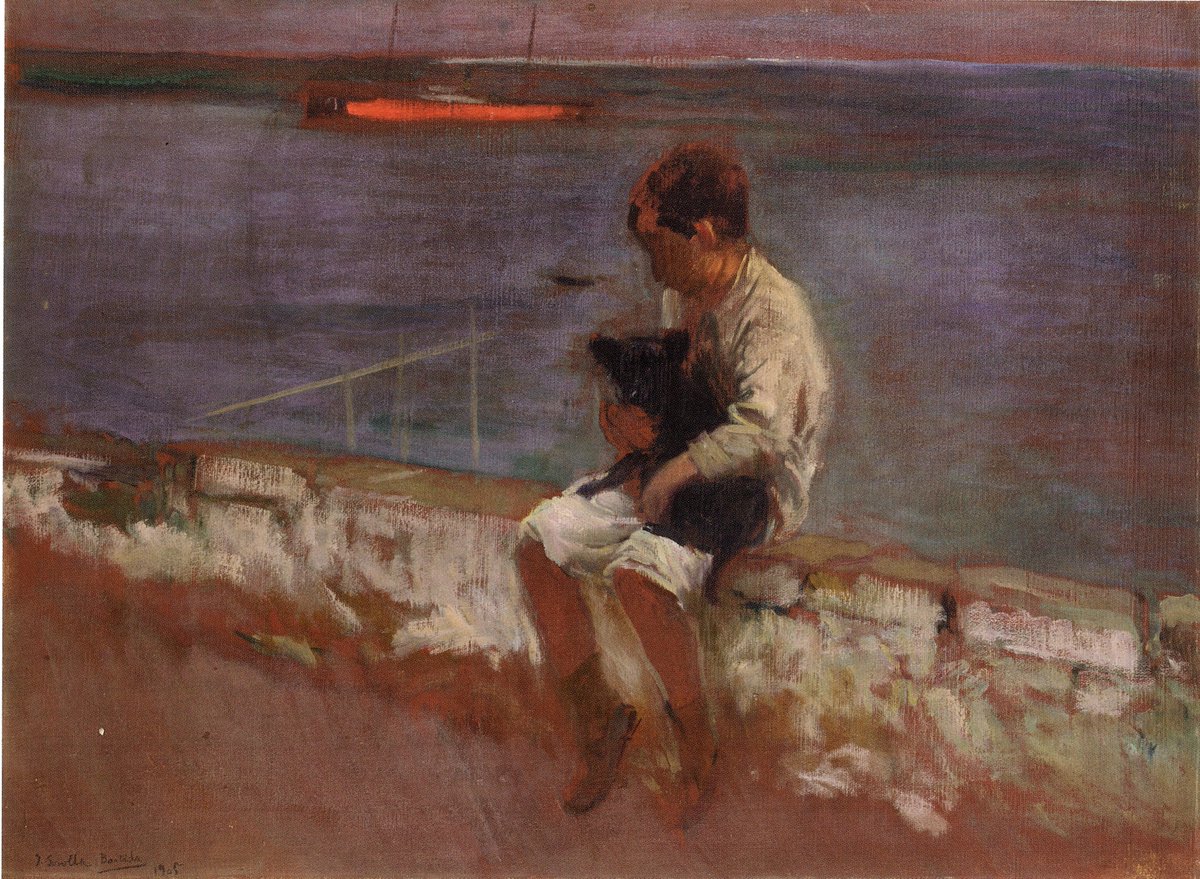 🐶“Joaquín con su perro”, 1905, colección particular. ⛅Según los datos que aporta Blanca Pons Sorolla está pintada en Jávea, en el verano de 1905. #CentenarioSorolla