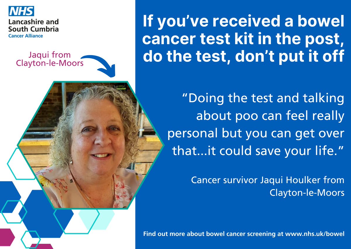 A cancer survivor from Lancashire is encouraging anyone who is sent a screening kit to take up the offer. The kit helps you to collect a small sample of your poo so that it can be sent to a lab and checked for any small traces of blood. @LSC_CA_ALLIANCE