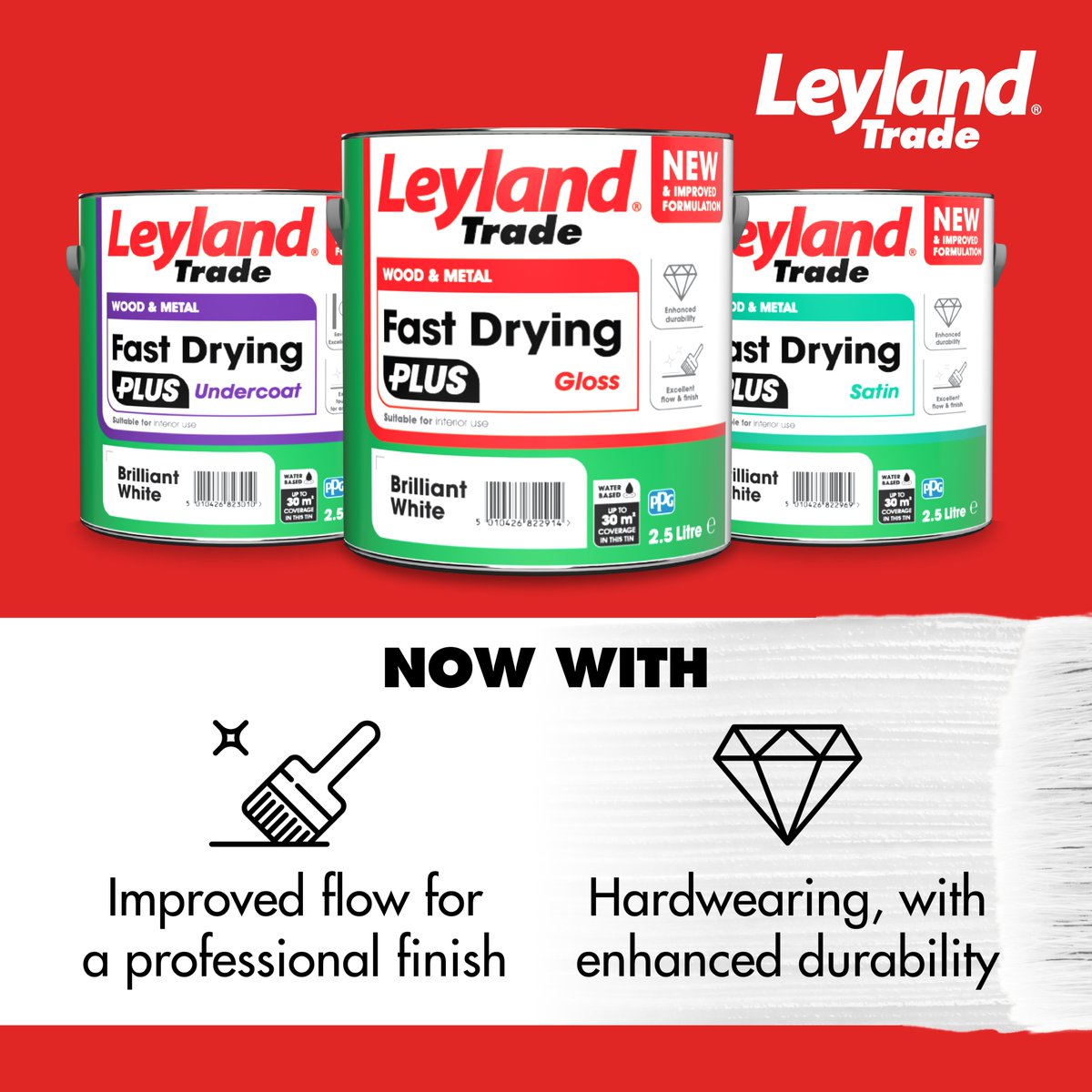 Introducing our new Fast Drying PLUS range, designed to give your projects a long-lasting, professional finish! ​ Find out more: leylandtrade.com/products/inter…