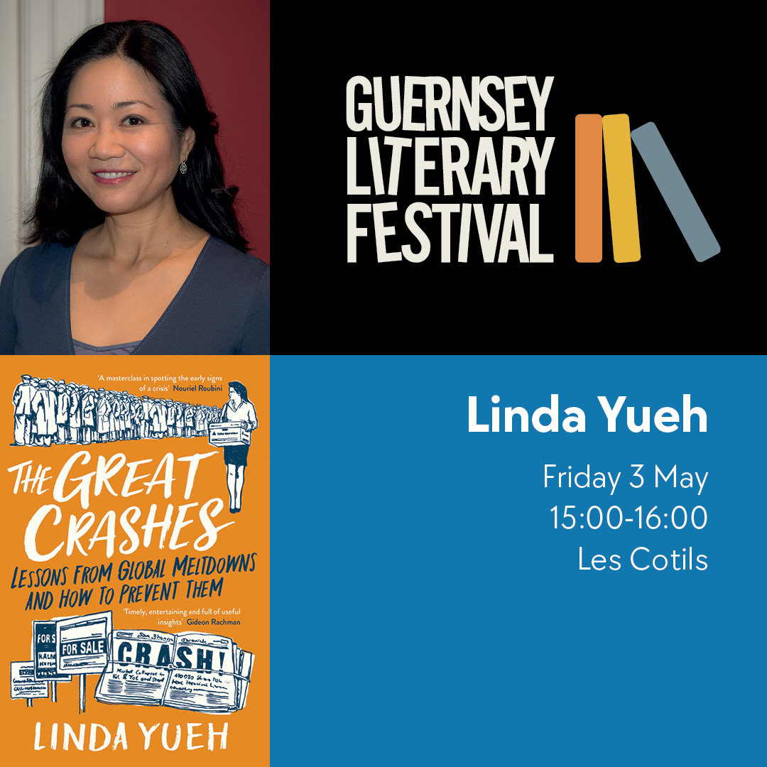 Combining her in-depth knowledge with compelling storytelling, Professor @lindayueh's The Great Crashes is an essential book that offers urgent lessons for the modern world. Book your tickets at: guernseyliteraryfestival.com/events/linda-y… #GsyLitFest