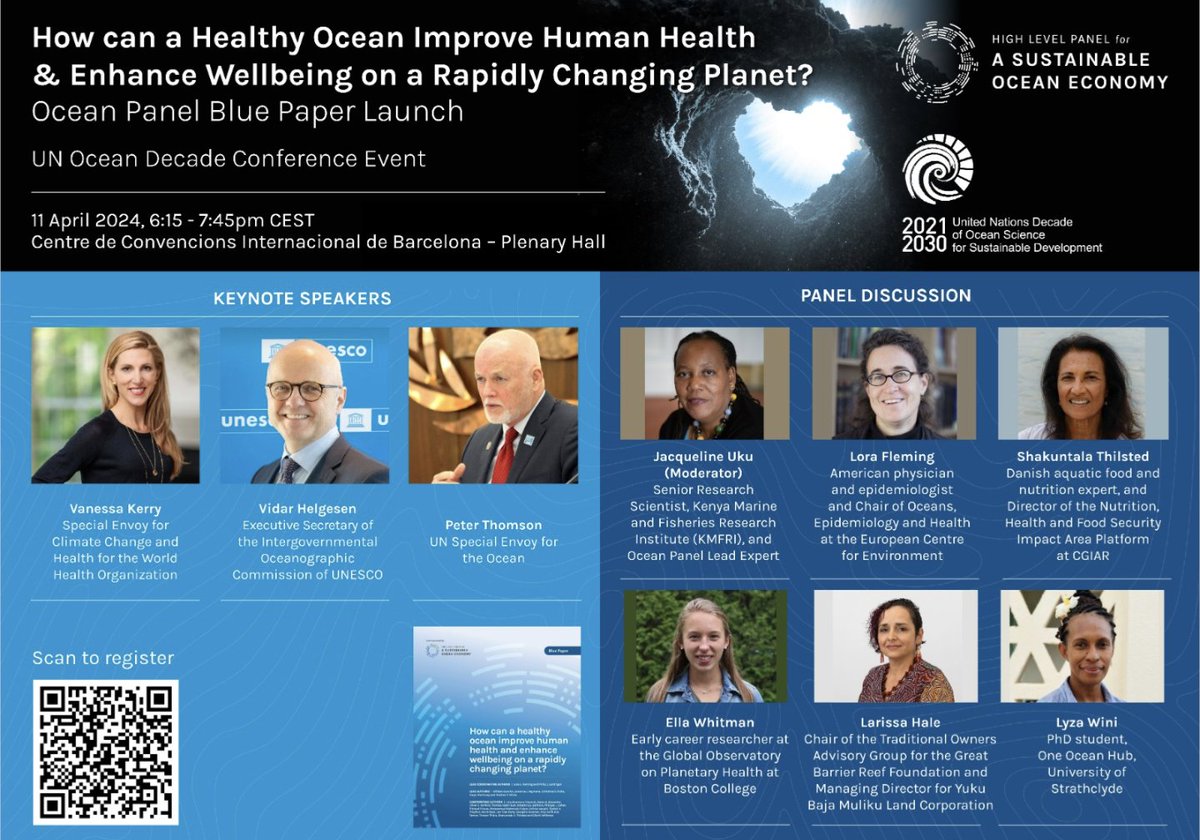 📢 Launching next week📢 The @OceanPanel’s #BluePaper on ocean and human health. Professor Lora Fleming from @ECEHH will be among those joining the international panel discussion as part of the launch. Register here 👉lnkd.in/e6g9dKHd @UniofExeter @ExeterMed @ThomsonFiji