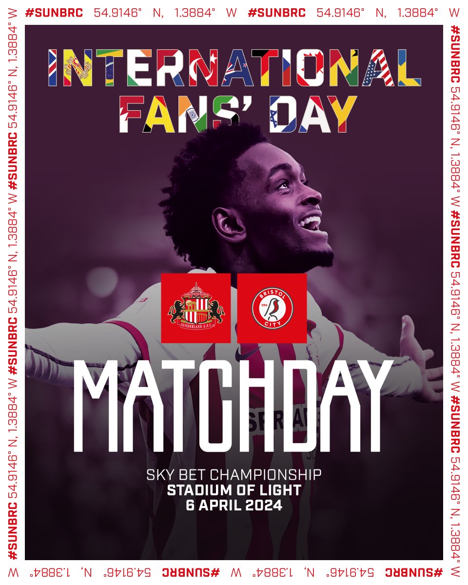 Matchday across the globe... 🌍❤️ ✊ We host the Robins at the SoL. #SAFC | #SUNBRC