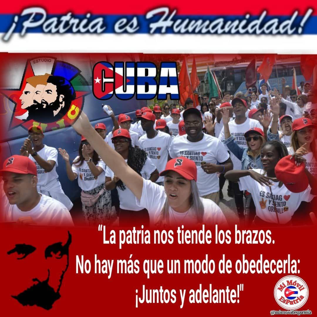 🌟 La patria nos tiende los brazos. No hay más que un modo de obedecer: Juntos y adelante. #CreaTuFelicidad #CubaPorLaVida