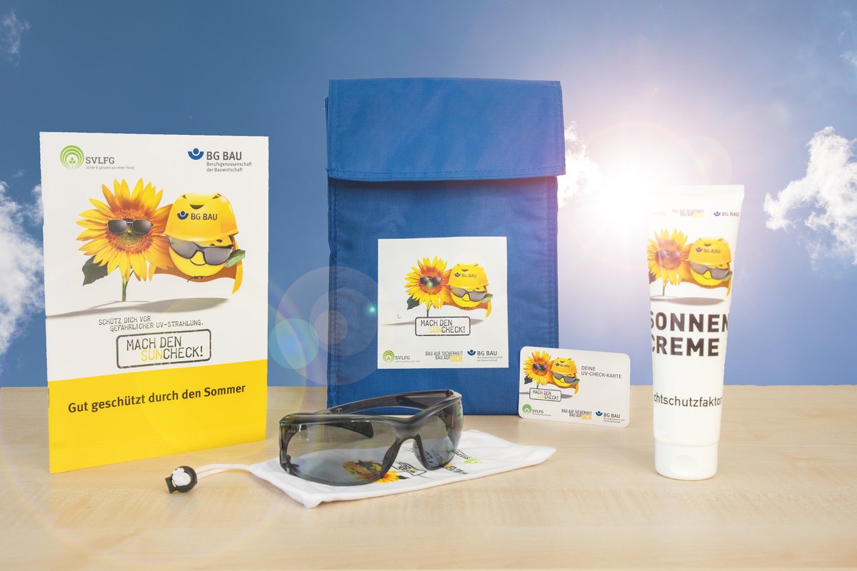 📢 Ab sofort können Mitgliedsunternehmen kostenfrei unser #UV-Schutzpaket bestellen! Dieses enthält: 👜 eine Kühltasche, 😎 eine UV-Schutzbrille, 🧴 eine wasserfeste Sonnenschutzcreme ℹ️ und Infomaterial. 💡 Tipps für den richtigen #UV-Schutz ➡️ bgbau.de/massnahmen-geg…