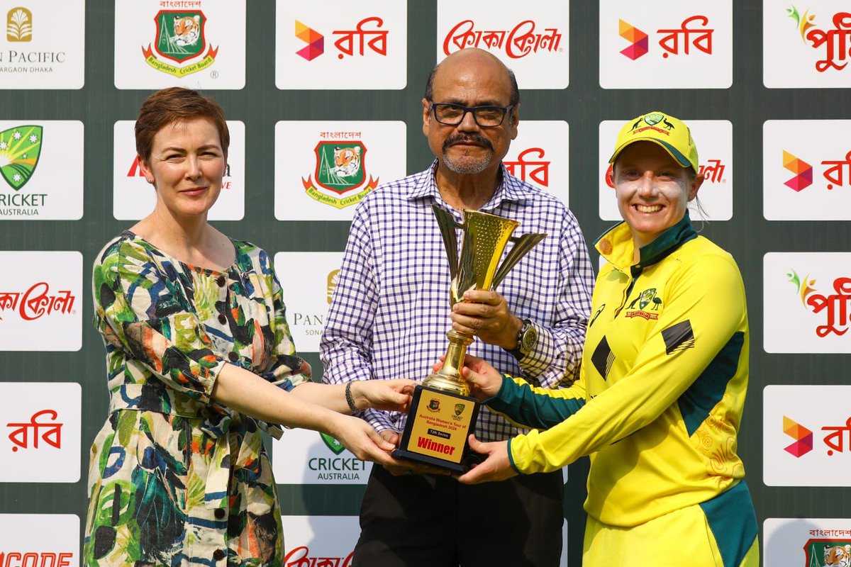 Well done to the @AusWomenCricket team on a stellar effort during the historic first bilateral tour of Bangladesh! Thank you to the Honourable Prime Minister Sheikh Hasina and @BCBtigers for supporting #womenscricket and look forward to the T20 World Cup #BANvAUS