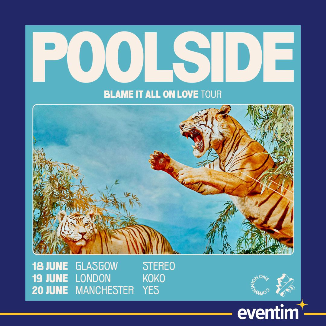 ON SALE 10AM TOMORROW! ⏰ @poolside announces dates as part of their Blame It All On Love Tour this June! Book your tickets here! 🎟️ bit.ly/4aD4a8I 📅 18 June - Glasgow @stereoglasgow 📅 19 June - London @KOKOLondon 📅 20 June - Manchester @yes_mcr @communionone