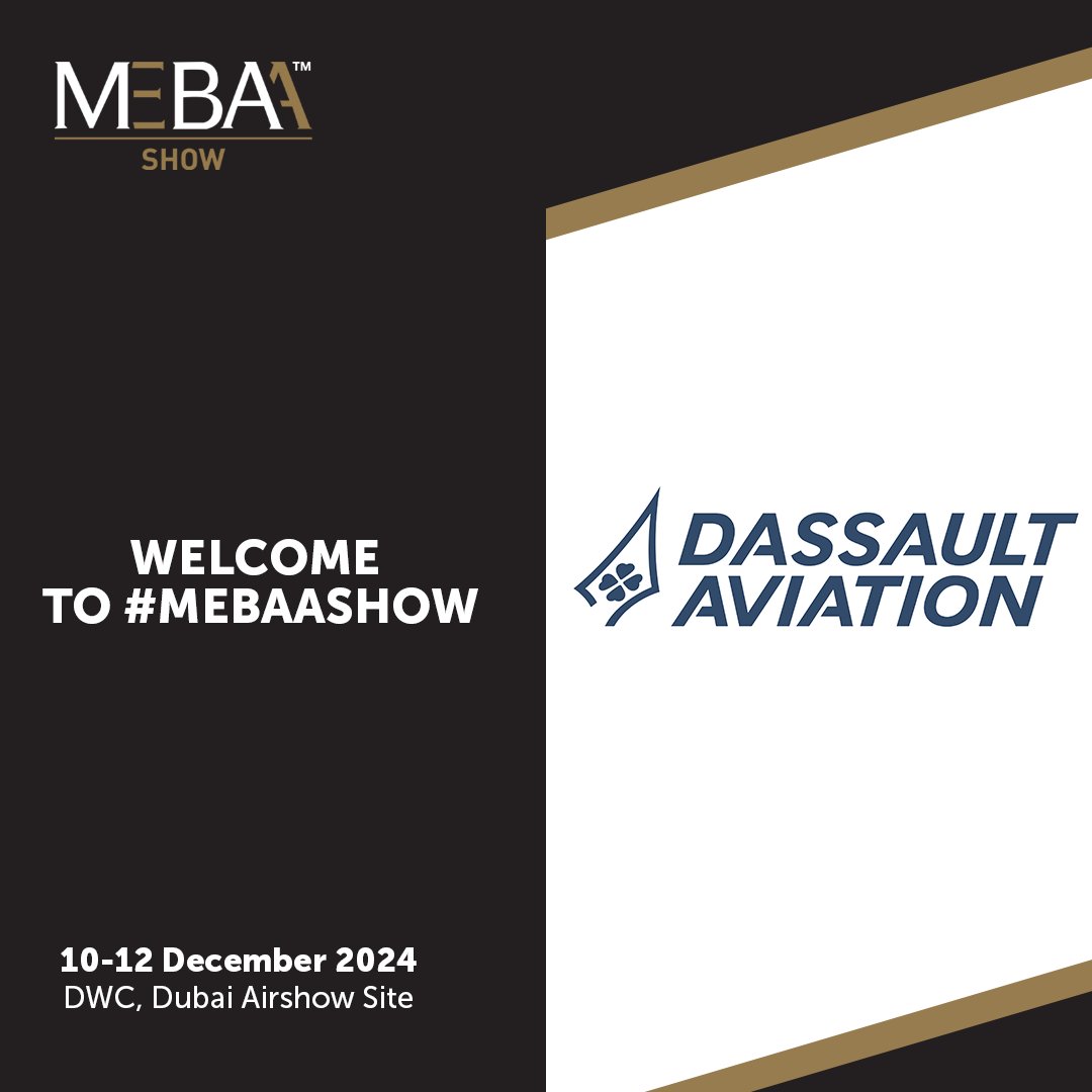 MEBAA Show is thrilled to welcome Dassault Aviation onboard as an exhibitor, known for designing and manufacturing the Falcon family of #businessjets. 

Explore their Jet line-ups and connect with them and other industry leaders alike.  

Contact us - bit.ly/3urrNBJ