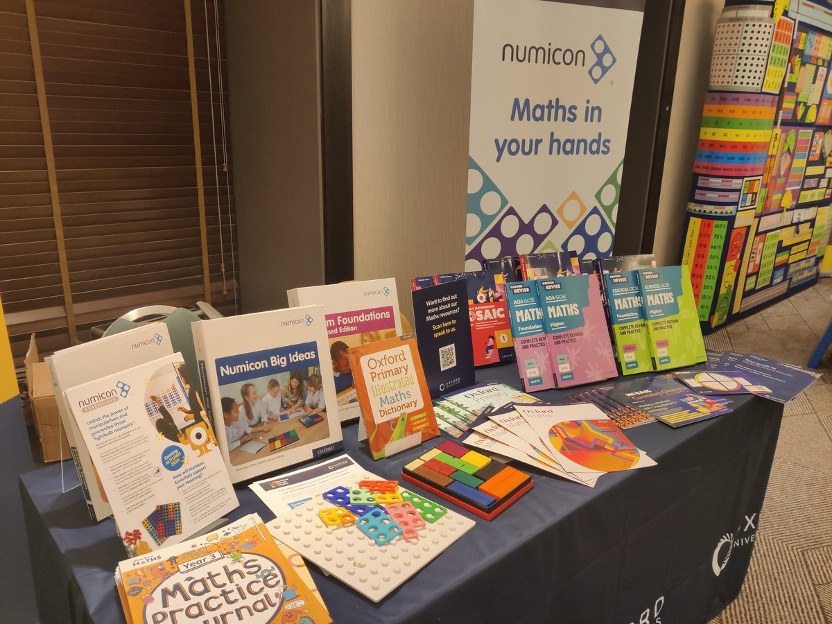 Here at #jointconf24 with @OUPSecondary @OUPPrimary ready to talk to Maths teachers about our amazing resources and curriculum. Come and chat all things #numicon @WRMathsSec #OxfordRevise and of course #OxfordSmartMosaic edited by @mrbartonmaths - looking forward to saying hi!