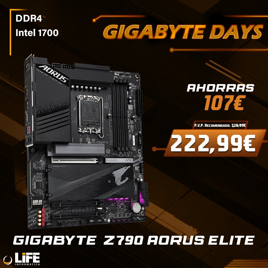 Si buscas AHORRO y CALIDAD 🤑 esta placa es para ti. Una placa rápida y potente para impulsar tu PC a contas superiores. Sólo durante los 💥GIGABYTE DAYS💥 Más info aquí 👉 n9.cl/qw0pp @aorus_es #LIFEinformatica #ofertas #promo #informática #Aorus #GIGABYTE