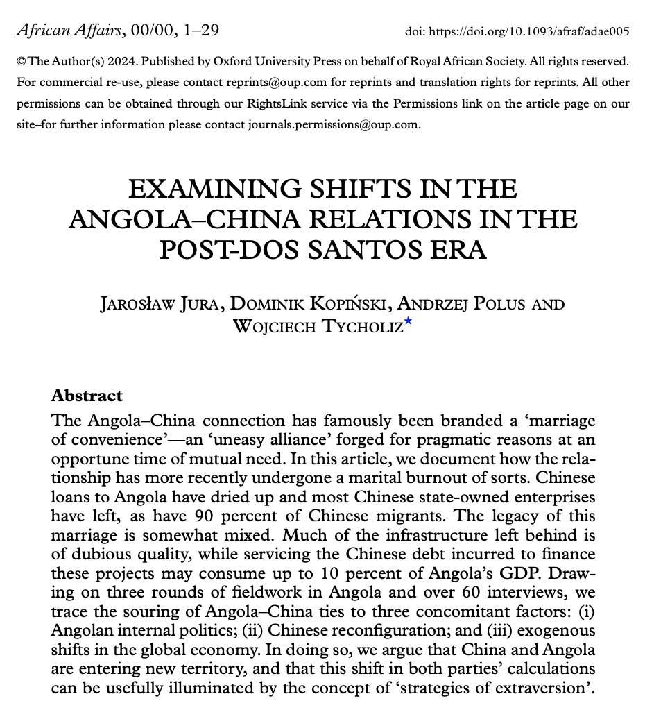 After dos Santos #Angola-#China relations have shifted significantly. @AfrAfJournal let us hypothesize what really happened. Huge thanks to the editorial team and the three reviewers for the brilliant work. academic.oup.com/afraf/advance-…