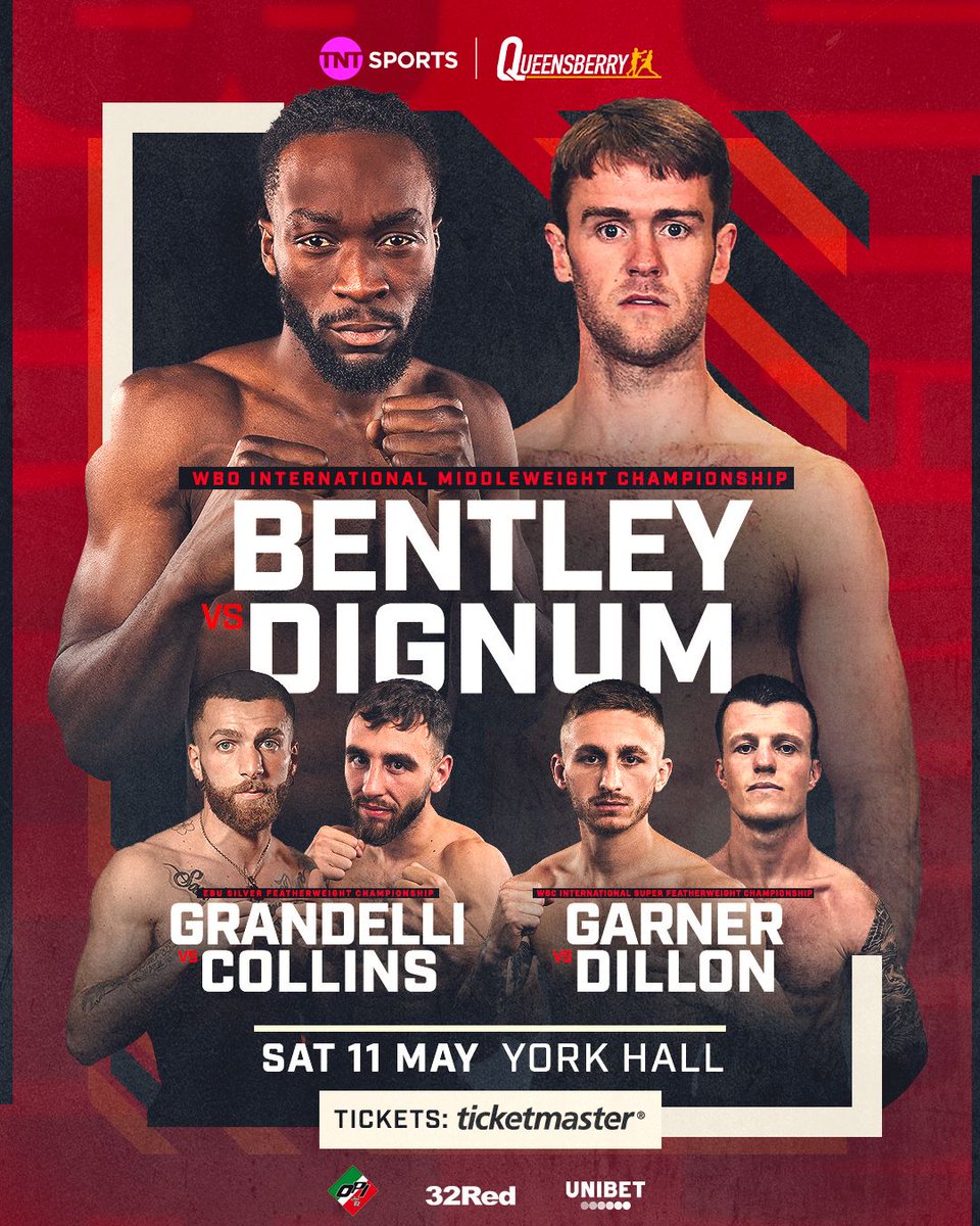 Triple Championship Fight Night! 🌟 @2Sharp_d headlines in a Middleweight title clash against Danny Dignum as one of three intriguing title fights! #BentleyDignum | 11.05.24 | 🎟 via bit.ly/BentleyDignum