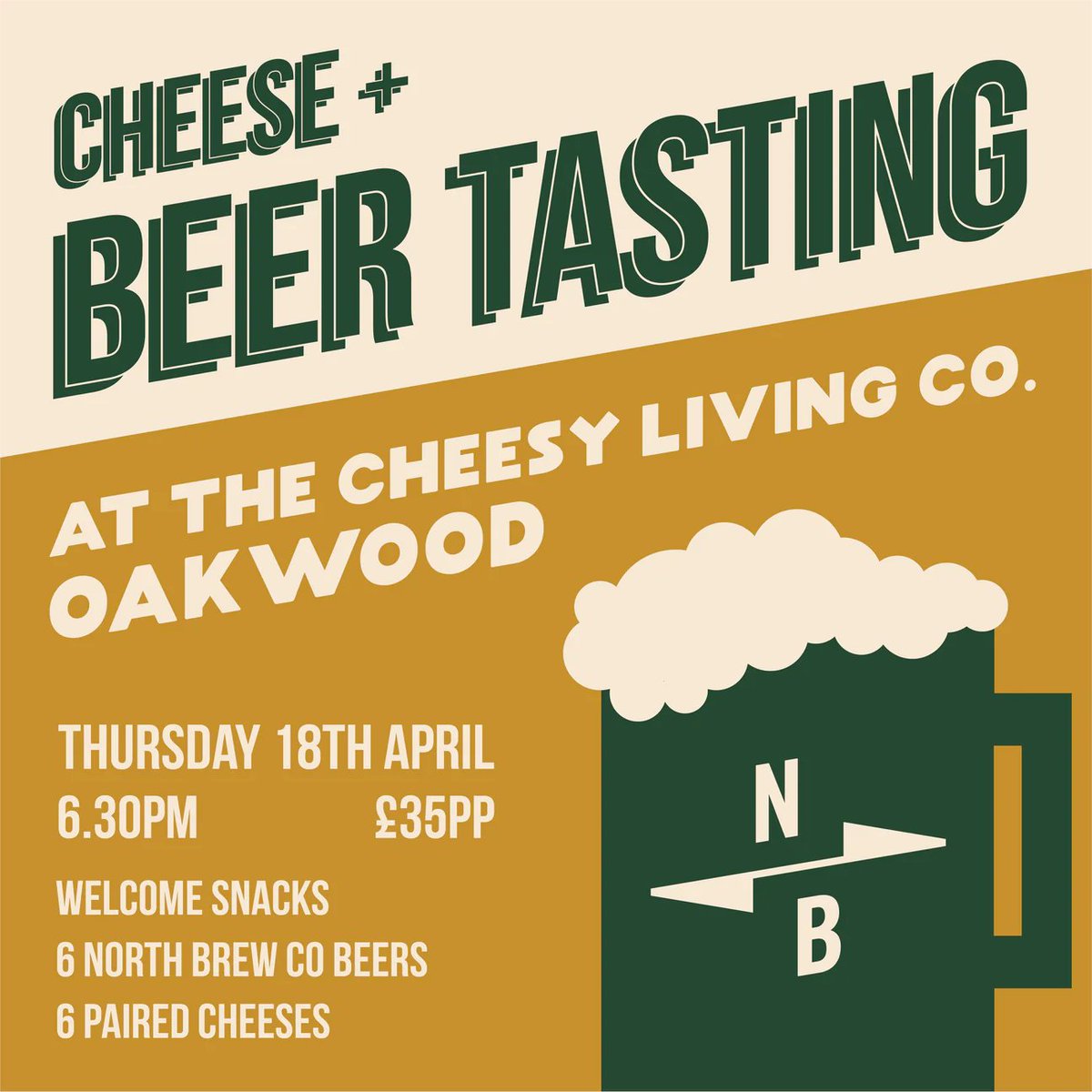 Who is down for a night of beer + cheese?! We are heading down to Cheesy Living in Oakwood for 6 incredible wine and beer pairings. Come and join us: thecheesylivingco.co.uk/collections/ev…