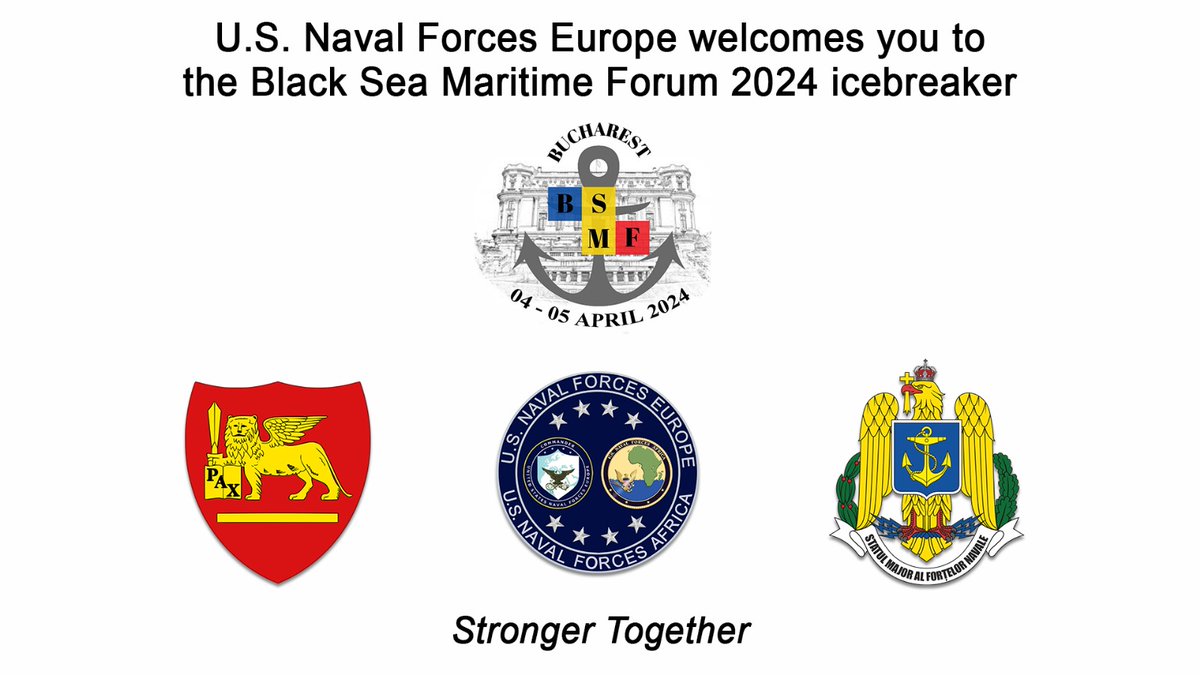 #BMSF24 is here 💪⚓️

The third convening of the #BlackSeaMaritimeForum, cohosted by Romanian Naval Forces, U.S. Naval Forces Europe-Africa and Allied Joint Force Command Naples, Italy, began April 4 in Bucharest, Romania.

c6f.navy.mil/Press-Room/New…