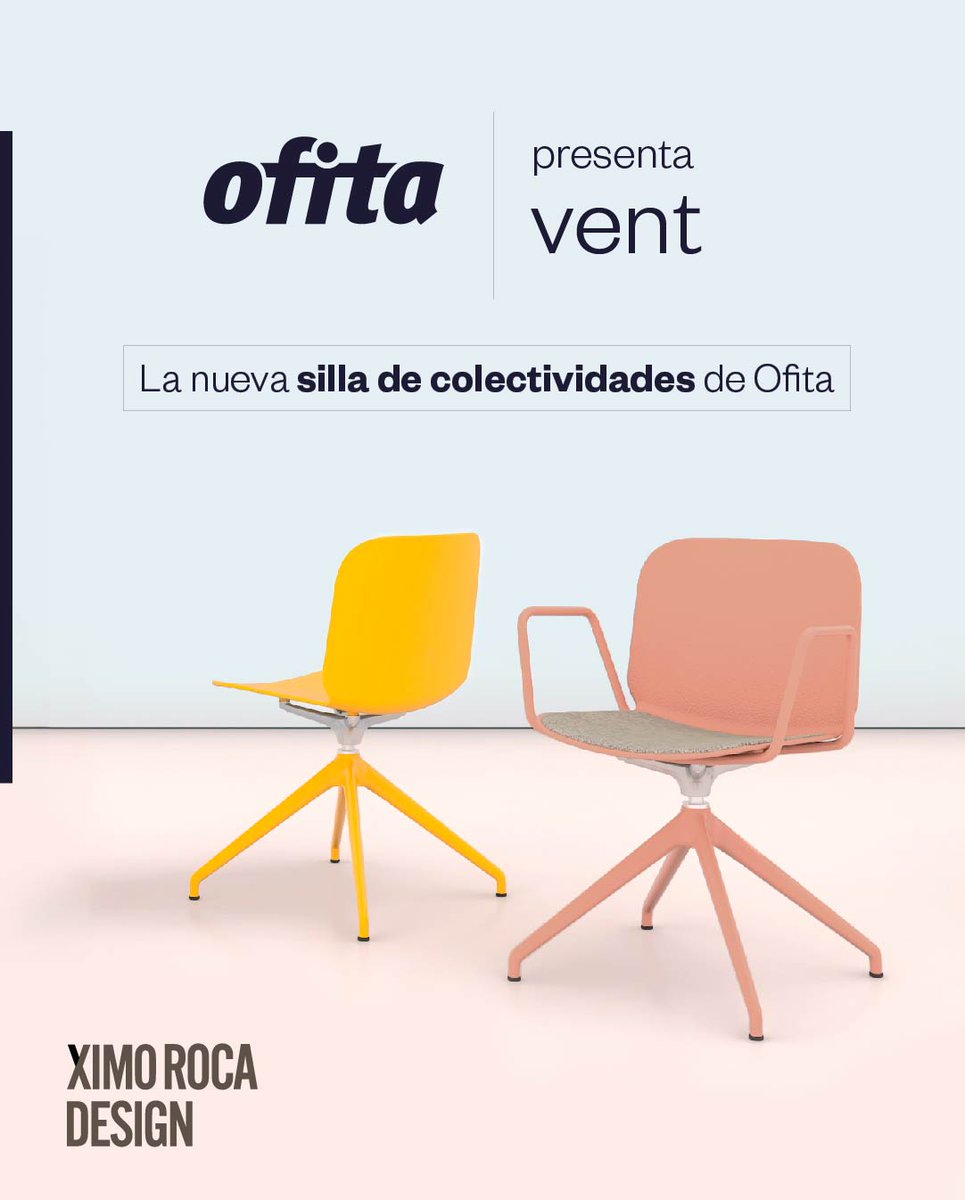 #VENT es la nueva gama de sillas de confidente de OFITA, diseñada por <a href="/ximorocadesign/">Ximo Roca Diseño</a>, de lineas redondeadas, versátil y funcional
✅ VENT ofrece diversas combinaciones y soluciones a partir de una cómoda carcasa junto a una amplia gama de colores y bases ofita.com/portfolio-item…